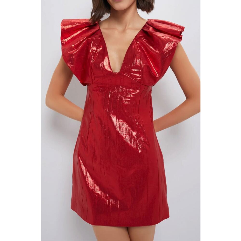 Hyacinth House Mini Dress Red Metallic Plisse Tanya by Tuckernuck New